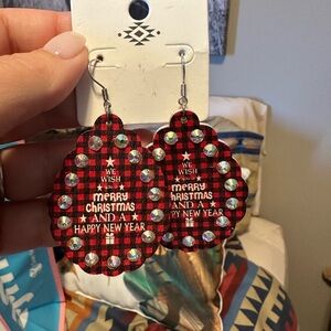 Red Plaid Christmas Earrings